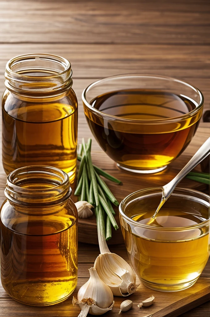 Frame with cough ingredients like garlic, tablespoon of honey, vase, jenjibre, menthol and boiling water 