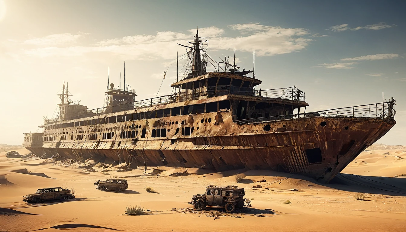 navio proa desert post apocalyptic