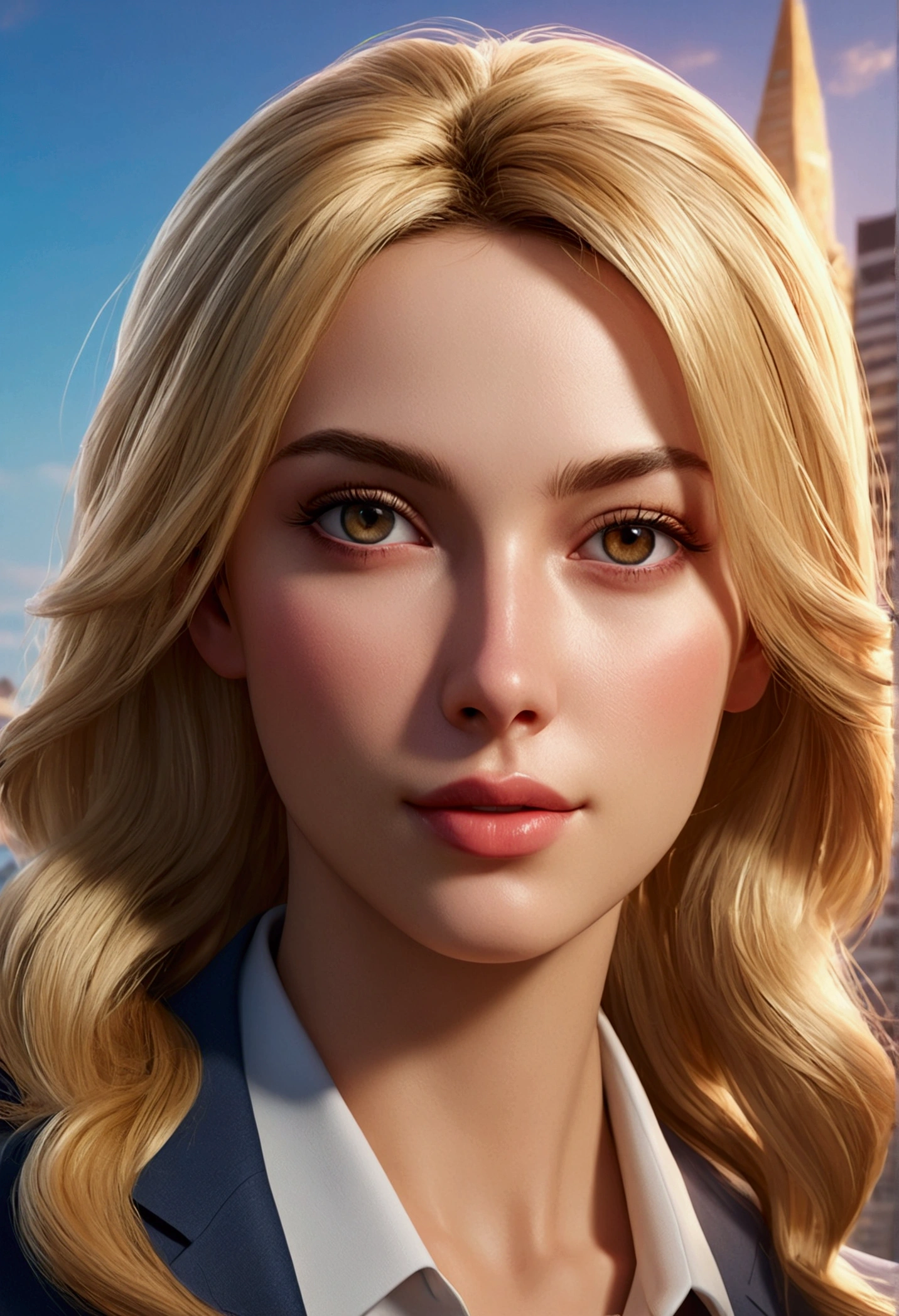 masterpiece, Highest quality, (Highly detailed CG Unity 8k wallpaper) (Highest quality), (Best illustrations), blonde,Beauty,business,front、career woman,adult(Highest quality, Amazing details: 1.25), (alone), Vivid and colorful paintings