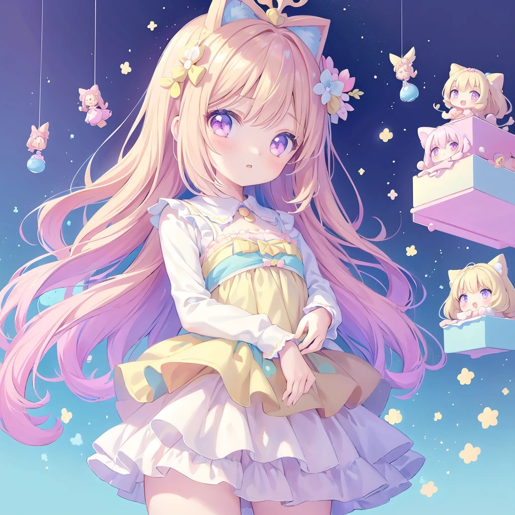 masterpiece, (million 2girls and 2girls and 2girls and 2girls), idol, closeup, big eyes, kawaiitech, kawaii, cute, pastel colors, best quality, happy, deep background, symmetrical, tilted head, spring
