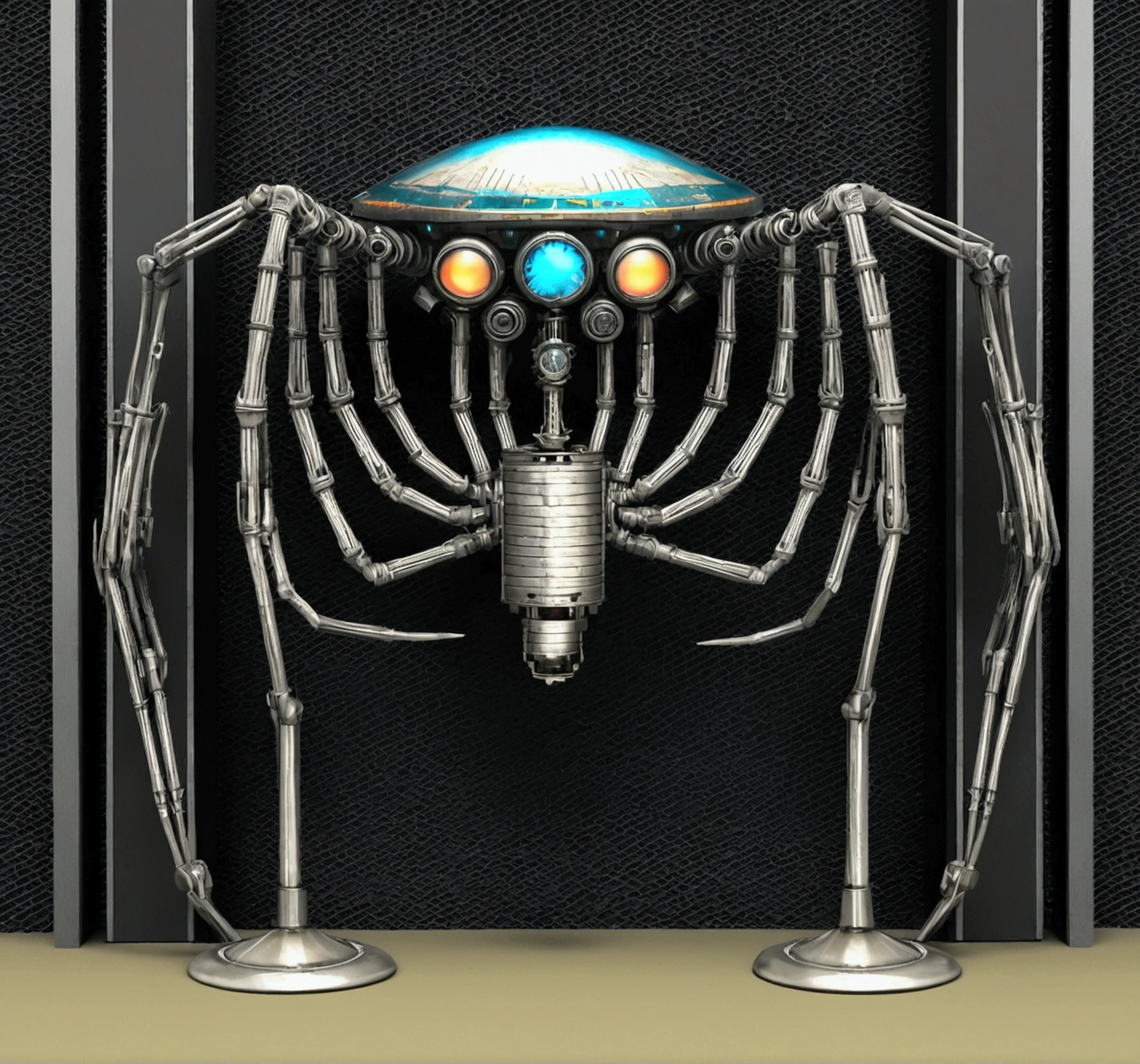 theRe is a Robot that is standing in fRont of a wall, a digital RendeRing inspiRed by hR gigeR, dRibble, creation, anthRopomoRphic machine, mechanical spideR legs, in the style of h R gigeR, h.R. Giger style, h. R. Giger style, style of giger, ReactoR coRe