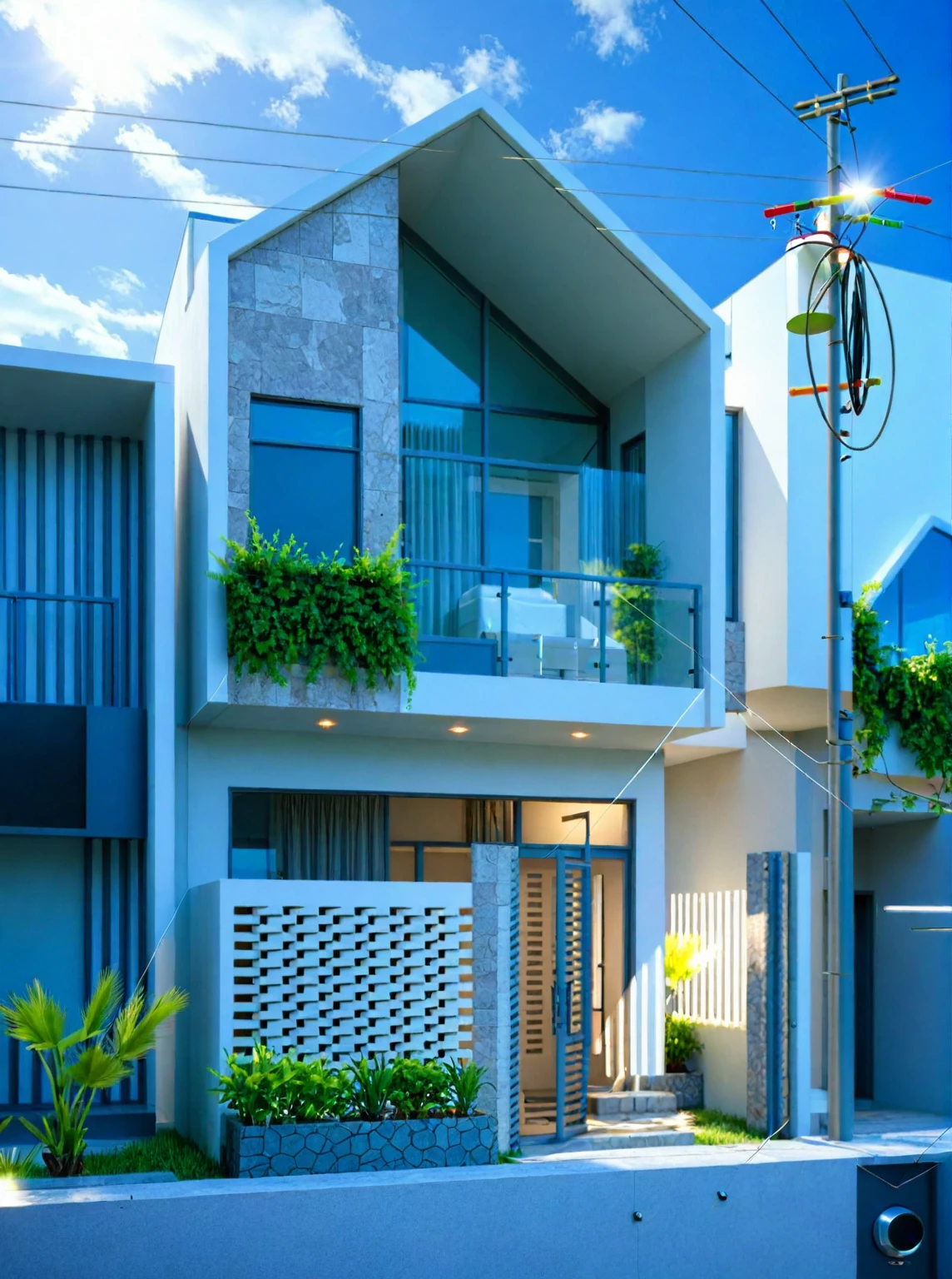 architecture, (townhouse) , vine, trees, cloud, daylight , white balance tone, sky, masterpiece,best quality, super detailed,realistic,photorealistic, 8k, sharp focus, a photo of a building day light, sun, cloud, RAW Photo, RAW texture, Super Realistic, 32K UHD, DSLR, soft lighting, high quality, film rating, Fujifilm XT3