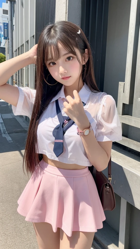 Cute Girls、high school girl、Idol、Pink mini skirt、See-through