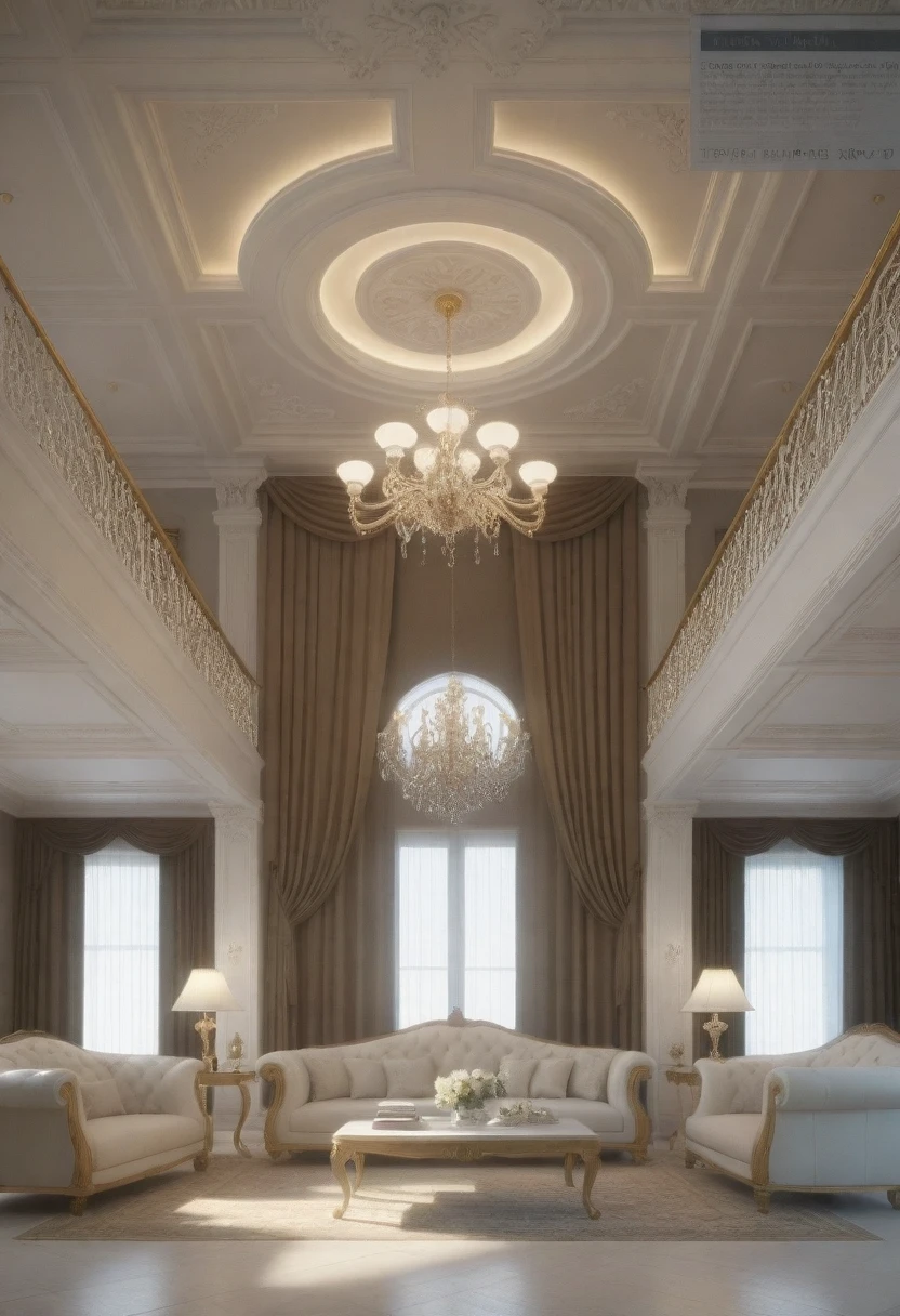 RAW photo, masterpiece, a view of a living room with a couch, chairs, and a chandelier, highly detailed interior, neo - classical style, neoclassical style, neoclassicism style, interior architect architectural visualization, neoclassical style, in style of classicism, white light sun, rendered in vray, rendered in v-ray, rendered in unreal engine 3d, (photorealistic:1.2), (photorealistic:1.5), best quality, ultra high res, architechture, (leather sofa detail:1.5), neoclassic house, (detailed railing neoclassic:1.5), luxury neoclassical villa, (mable floor details:1.5), (detailed neoclassical carpet:1.5), in the style of neoclassical scene, glass windows, best quality, (Intricate lines:1.5), ((Photorealism:1.5)),(((hyper detail:1.5))), archdaily, award winning design, (dynamic light:1.3), (day light:1.2), (perfect light:1.3), (shimering light :1.4), refection glass windows, (curved line architecture arch:1.2), photorealistic, FKAA, TXAA, RTX, SSAO, Post Processing, Post-Production, CGI, VFX, SFX, Full color,((Unreal Engine 5)), Canon EOS R5 Camera + Lens RF 45MP full-frame CMOS sensor, HDR, Realistic, Cinematic intricate detail, extreme detail, science, hyper-detail, FKAA, super detail, super realistic, crazy detail, intricate detail, nice color grading, reflected light on glass, eye-catching wall lights, unreal engine 5, octane render, cinematic, trending on artstation, High-fidelity, Viwvid, Crisp, Sharp, Bright, Stunning, ((Lifelike)), Natural, ((Eye-catching)), Illuminating, Flawless, High-quality,Sharp edge rendering, medium soft lighting, photographic render, detailed archviz