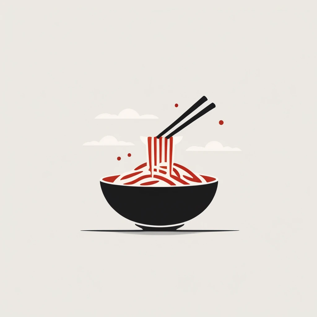 Design a minimalist logo for a ramen shop named 'RAMENKU' with the tagline 'Ngeramenin'. The logo should reflect simplicity and modernity, using a neutral color palette such as black, white, and shades of red. Include elements related to ramen, such as a ramen bowl, chopsticks, or noodles. Ensure the text 'RAMENKU' and 'Ngeramenin' is easy to read and harmonious with the other graphic elements
,