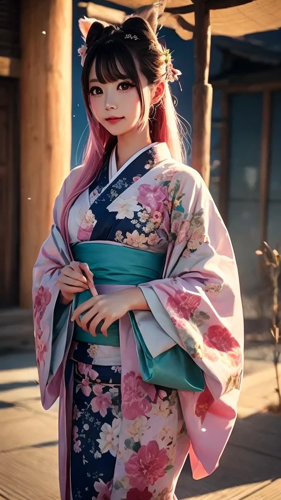 Wearing a kimono。Miko style