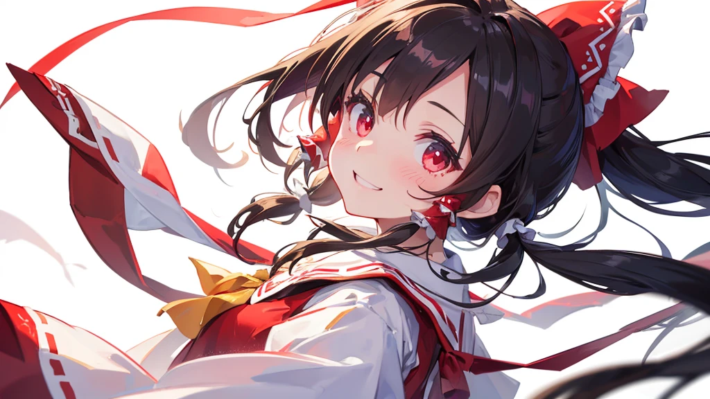 ((Highest quality)) 8k Hakurei Reimu smile cute Young ((White background))