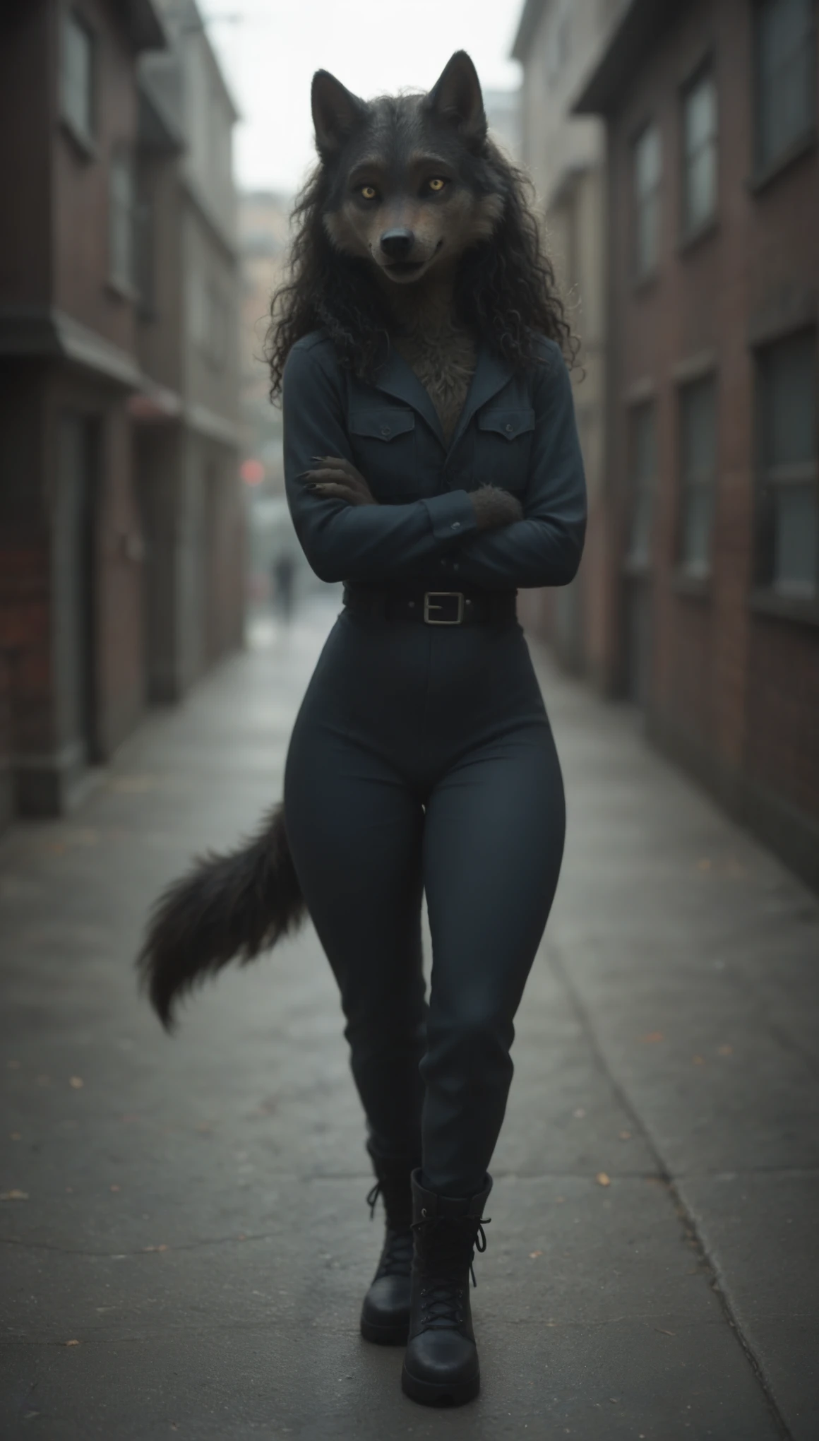 (zPDXL2), score_9, score_8_up, score_7_up, source_anime, 2d,
Best quality, Super detailed illustration, (furry wolf boy:1.4), (matte black fur color:1.4), feminine face and body, disheveled thick hair, old military clothing, ankle boots, shy smile, small waist, wide hips, Slim, Perfect body, full length
AissistXLv2, unaestheticXL_bp5, SimplePositiveXLv2, zPDXL2 PonyXLV6_Scores