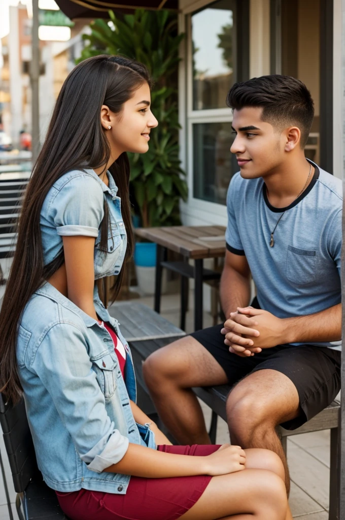 A man sit with r girl 
