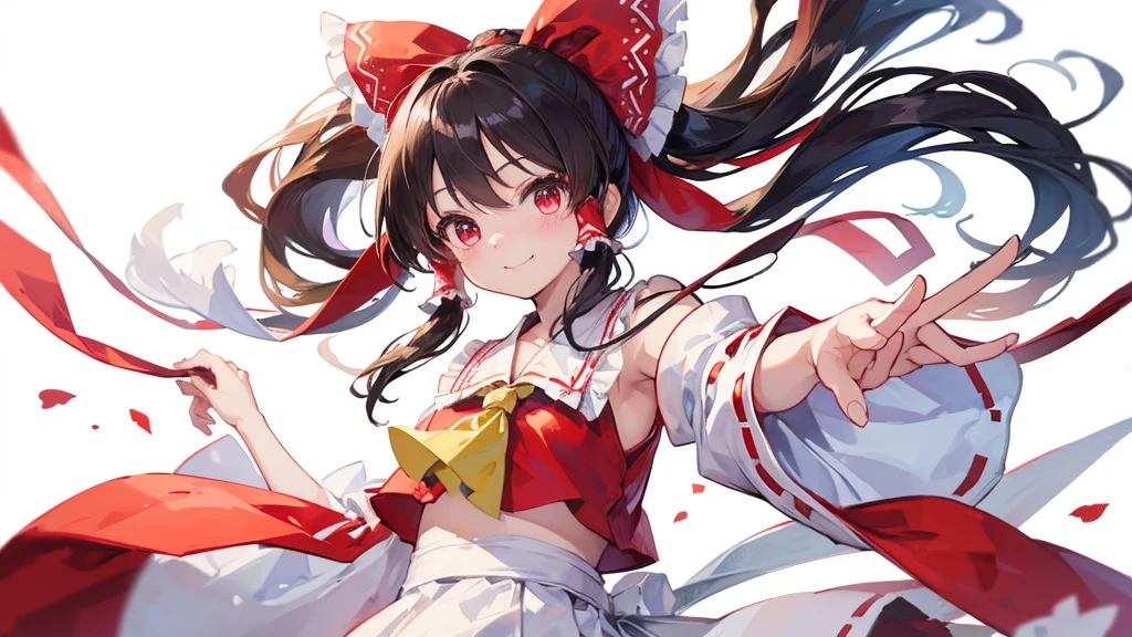 ((Highest quality)) 8k Hakurei Reimu smile cute Young ((White background))