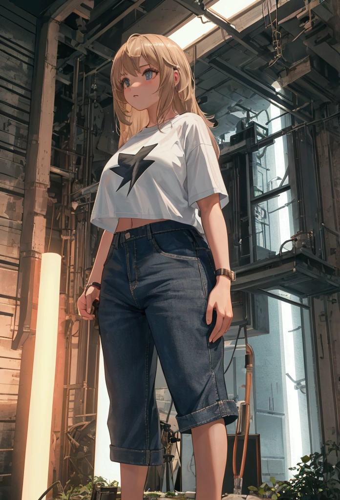 Ultra detailed, realistic lightning, realistic background, one girl, massive , tiny shorts and t-shirt, sexy,