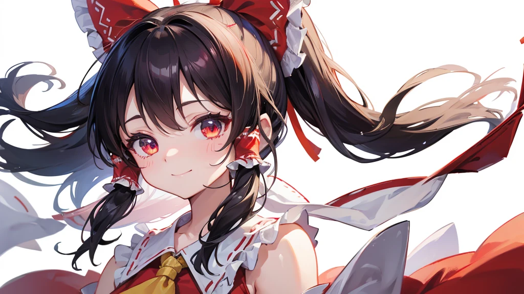 ((Highest quality))　8k　Hakurei Reimu　smile　cute　Young　((White background))