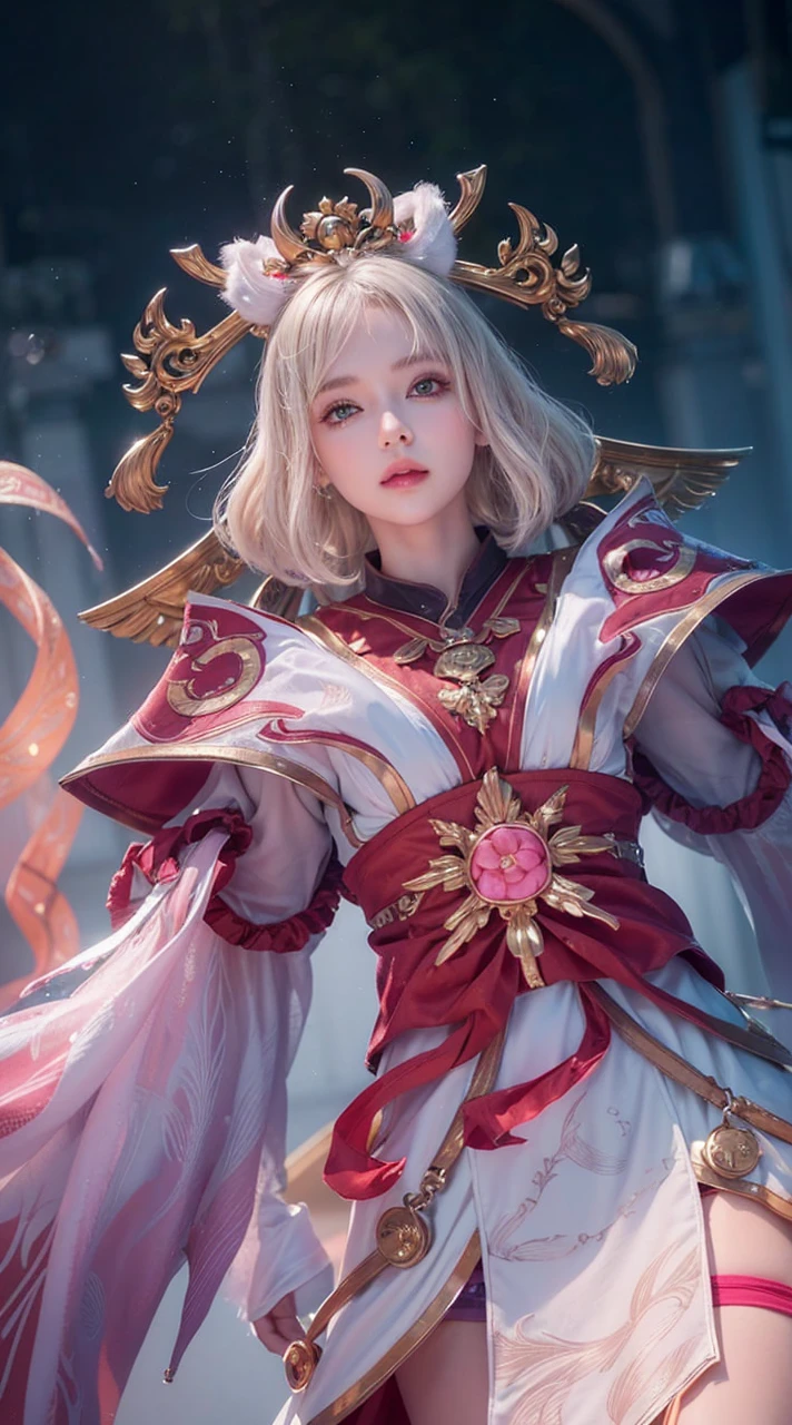 1 girl, solo, cute, looking at viewer, beautiful body, blush, (silver blonde short wavy hair), (small breast), (green eyes), very life-like eyes, stylish casual outfit, beautiful environment, highly detailed, masterpiece, best quality, highest quality, high resolution, (masterpiece:1.2), realistic lighting, incredible lighting
