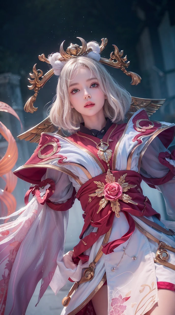 1 girl, solo, cute, looking at viewer, beautiful body, blush, (silver blonde short wavy hair), (small breast), (green eyes), very life-like eyes, stylish casual outfit, beautiful environment, highly detailed, masterpiece, best quality, highest quality, high resolution, (masterpiece:1.2), realistic lighting, incredible lighting