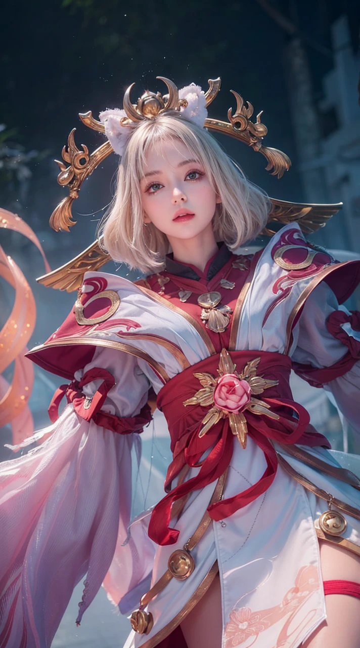 1 girl, solo, cute, looking at viewer, beautiful body, blush, (silver blonde short wavy hair), (small breast), (green eyes), very life-like eyes, stylish casual outfit, beautiful environment, highly detailed, masterpiece, best quality, highest quality, high resolution, (masterpiece:1.2), realistic lighting, incredible lighting