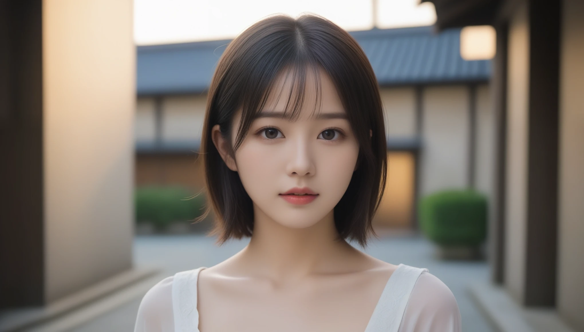 8k, Ultra-high resolution, Highest quality, masterpiece, 三分割法によるphotograph,Surreal, photograph, 1 Girl, (:1.3), pretty girl, Cute Face, Beautiful eyes in every detail, 細かくdetailedに,masterpiece,One Girl:1.2, Japan Female Announcer,extream close up,disgust,Long black hair,Pulled back hair,(Dressed in medieval European clothing:1.3),(印象派の美しい少女のPortraiture), (Standing in a medieval European square:1.3), (After the Rain), (Sunset reflection), (Impressionist light and colour),Realistic Skin, Perfect and beautiful face ,完璧でCute Face, Skin with attention to detail, Perfect limbs、Narrow waist,Looking at the audience、beauty,Long neck,clavicle,(((Ideal body type))),A cup small breasts :2,Portraiture:2,Perfect Anatomy,鮮明なdetailed,detailed,Surreal,Light and shadow,darkness