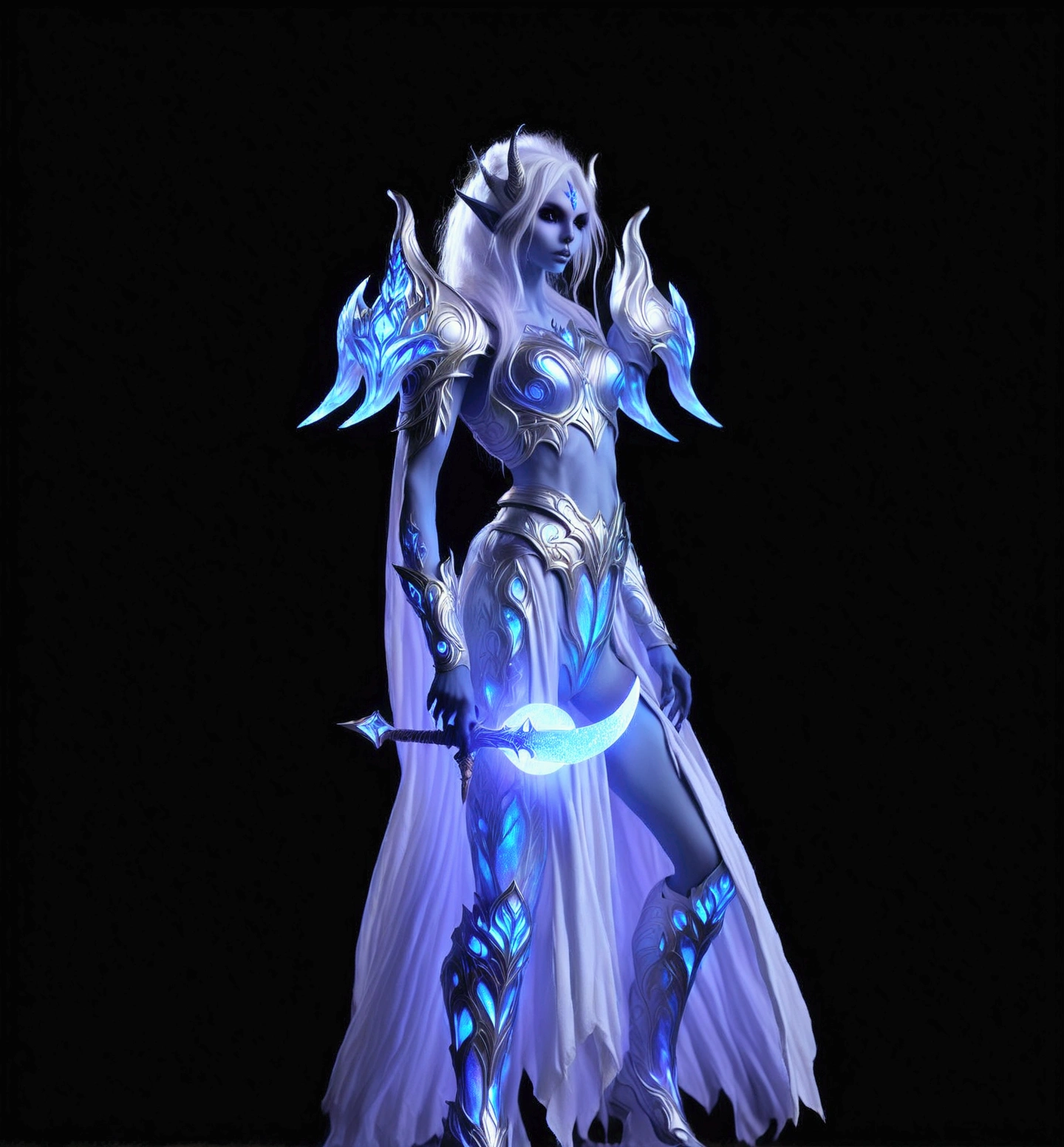 a close up of a person in a costume holding a sword, clothed in ethereal battle armor, in opal armor, intricate iridescent opal armor, ice mage, clothed in ethereal armor, sliver ice color reflected armor, world of warcraft elven druid, warcraft character, ice sorceress, female mage!, world of warcraft armor, female mage