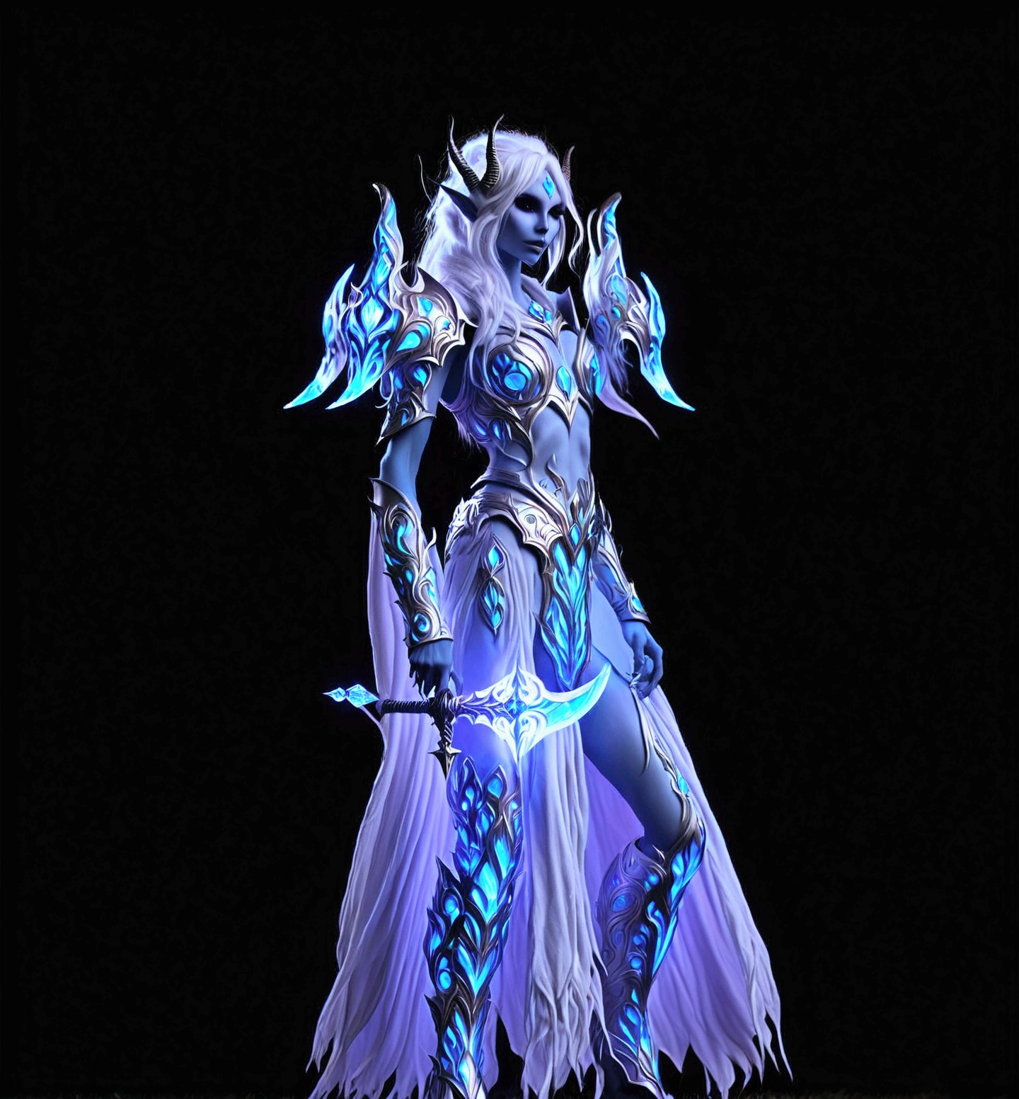 a close up of a person in a costume holding a sword, clothed in ethereal battle armor, in opal armor, intricate iridescent opal armor, ice mage, clothed in ethereal armor, sliver ice color reflected armor, world of warcraft elven druid, warcraft character, ice sorceress, female mage!, world of warcraft armor, female mage