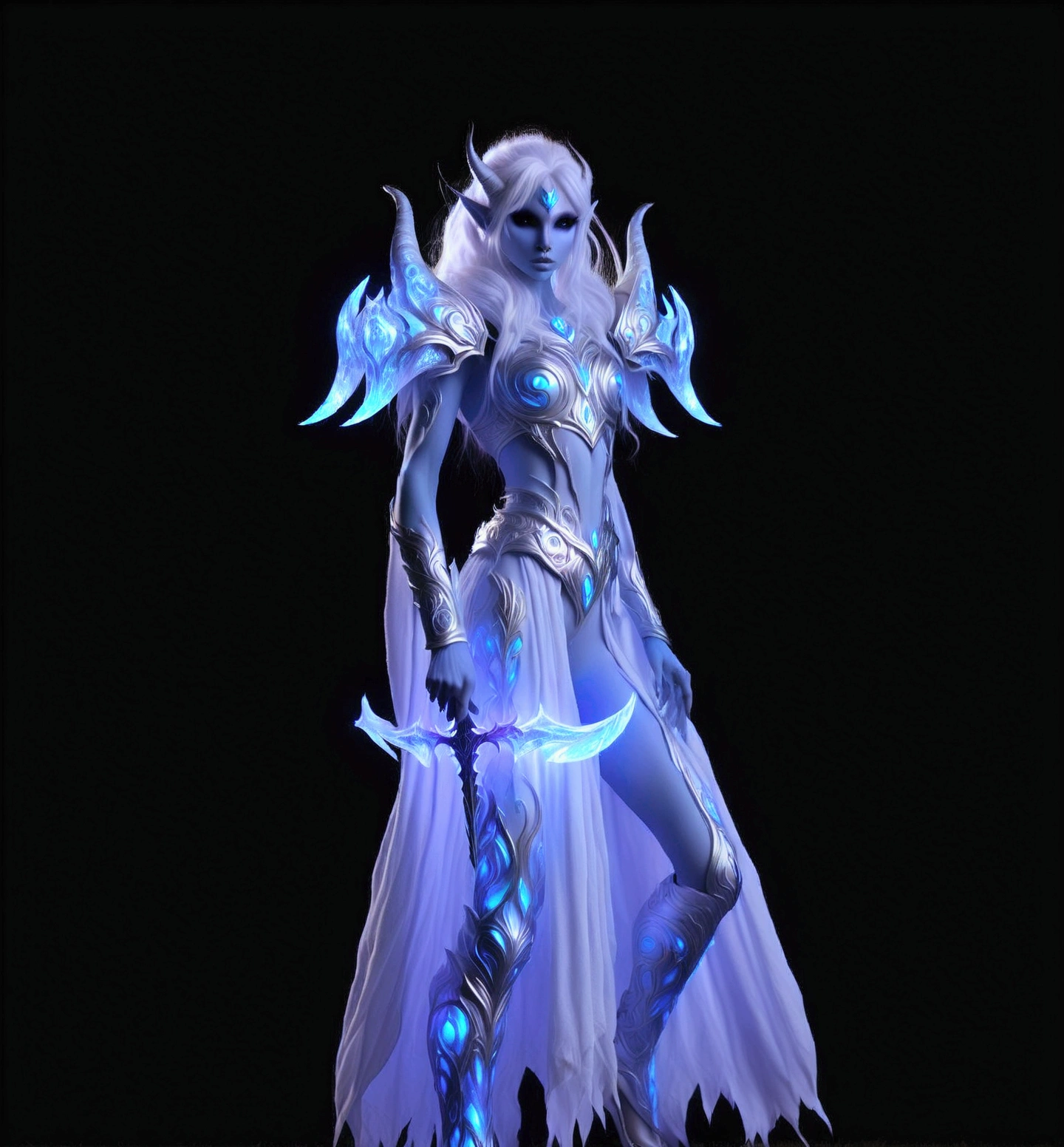 a close up of a person in a costume holding a sword, clothed in ethereal battle armor, in opal armor, intricate iridescent opal armor, ice mage, clothed in ethereal armor, sliver ice color reflected armor, world of warcraft elven druid, warcraft character, ice sorceress, female mage!, world of warcraft armor, female mage