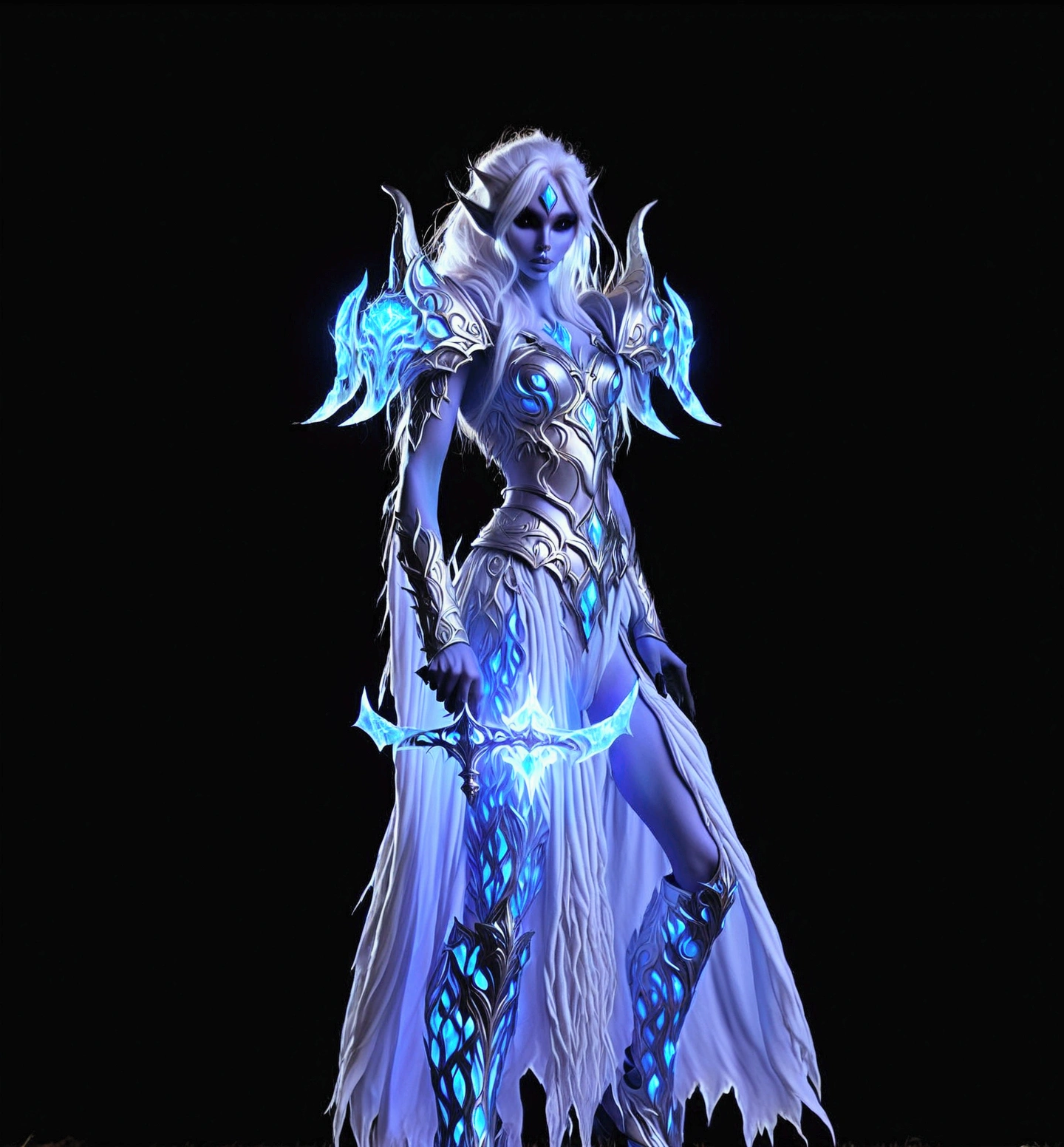 a close up of a person in a costume holding a sword, clothed in ethereal battle armor, in opal armor, intricate iridescent opal armor, ice mage, clothed in ethereal armor, sliver ice color reflected armor, world of warcraft elven druid, warcraft character, ice sorceress, female mage!, world of warcraft armor, female mage