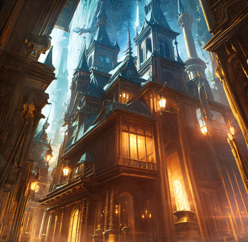 fantasy tavern, night, stars, mystic, dark, high res, ultrasharp, 8K, masterpiece,