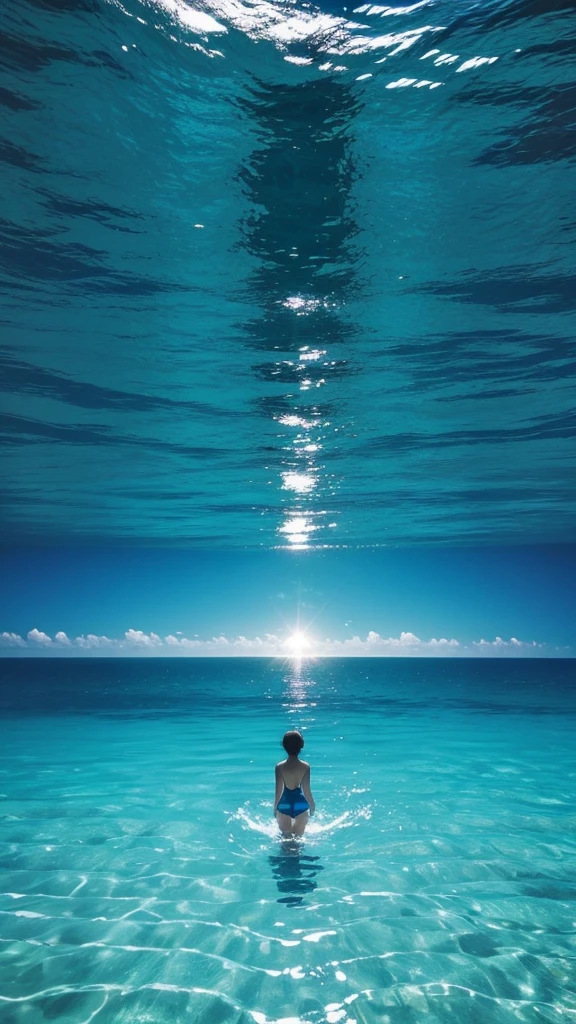 It creates a beautiful sea of very beautiful blue water that gives a lot of tranquility. I want there to be only water without people.