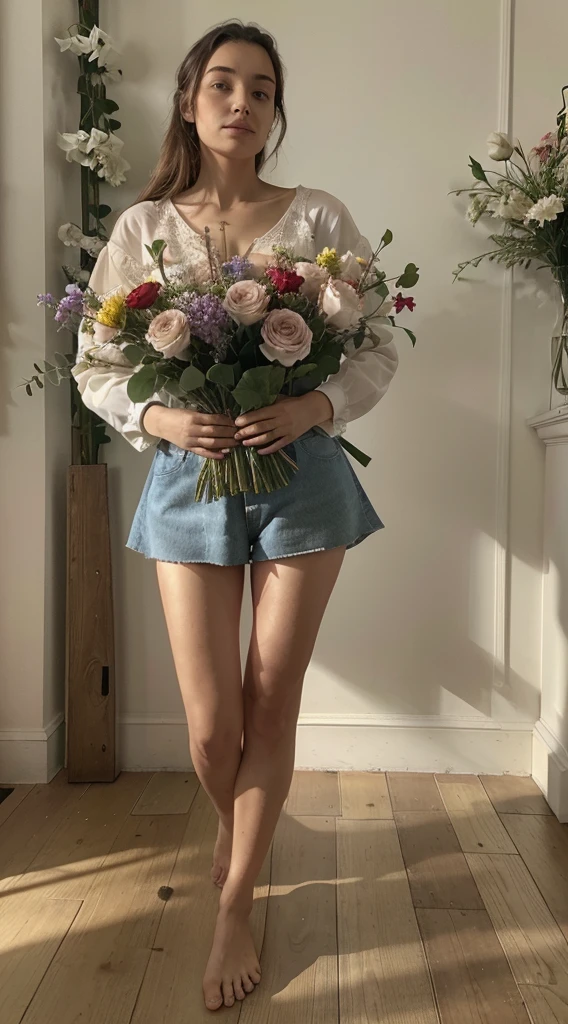 C'est un tableau où il y a beaucoup de fleurs avec à leurs pieds une liasse de billets avec du sang dessus.
