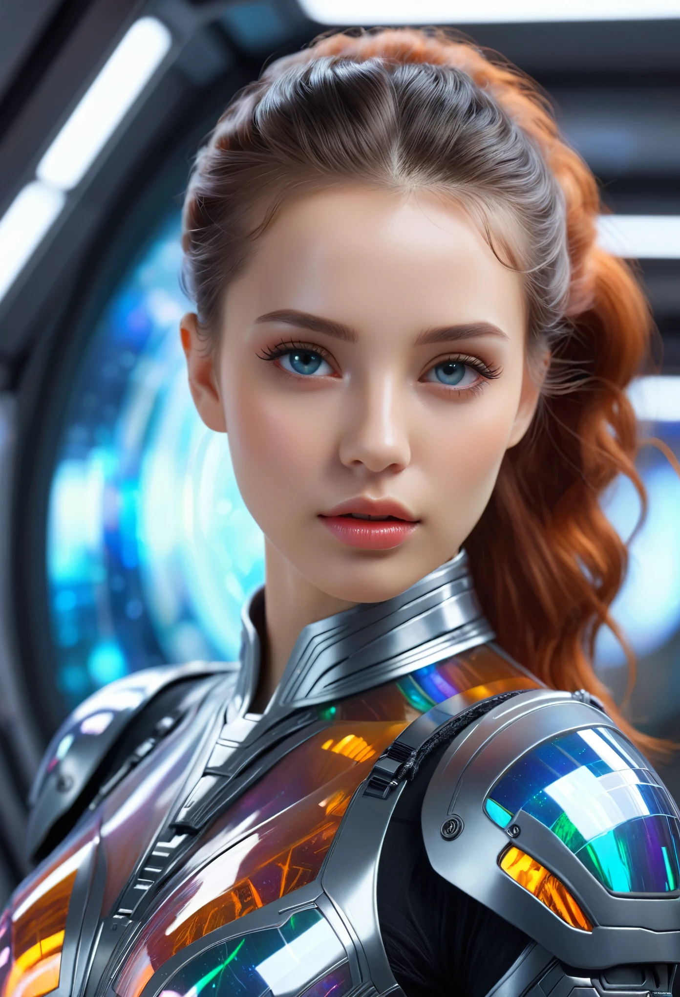 (best quality,4k,highres,masterpiece:1.2),ultra-detailed,(realistic,photorealistic:1.37), 1girl, (sci-fi futuristic transparent armor:1.4), sexy, expressive, ral-opal, on a spaceship, cameltoe, beautiful detailed eyes, beautiful detailed lips, extremely detailed face and eyes, long eyelashes, hkstyle, hair updo, , HDR, UHD, studio lighting, ultra-fine painting, sharp focus, physically-based rendering, extreme detail description, professional, vivid colors, bokeh, sci-fi, concept art