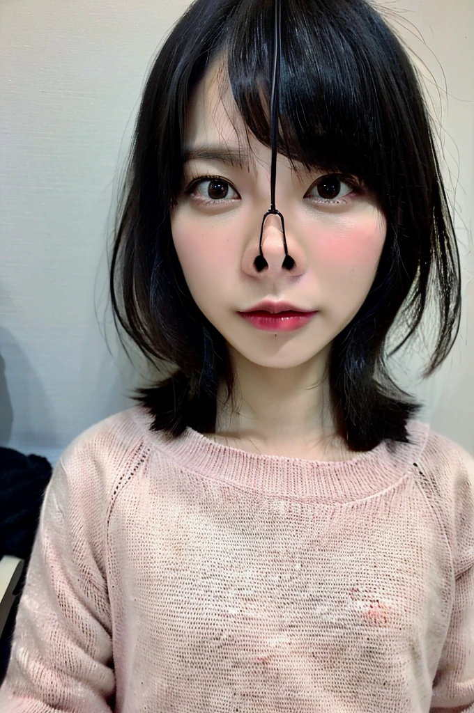 (masterpiece:1.3), (8k, Realistic, RAW Photos, Highest quality: 1.4), (One girl), Beautiful Face, (Realistic Face), (Black Hair, short hair:1.3), Beautiful hairstyle, Realistic eyes, Beautiful attention to detail, (Realistic Skin), Beautiful Skin, (sweater), Absurd, Charm, Ultra-high resolution, Ultra-realistic, Very detailed, Golden Ratio