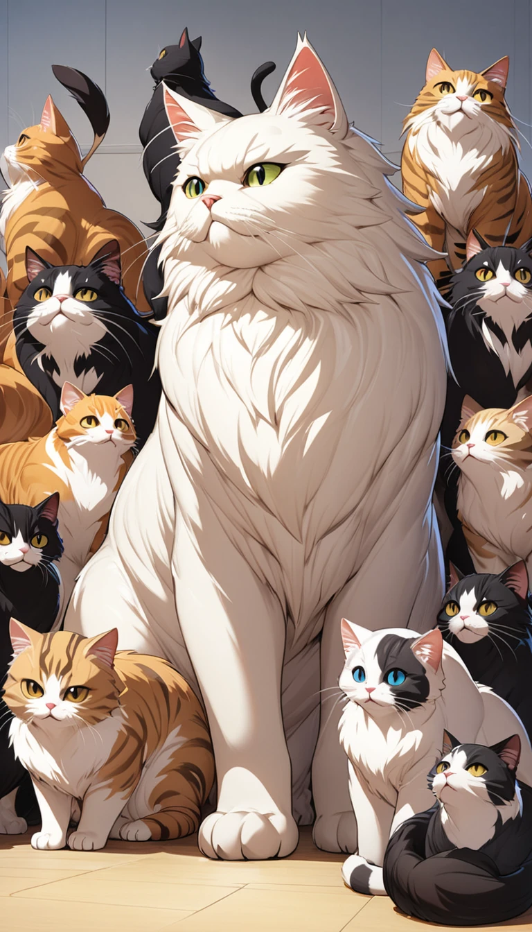   (huge big gaint 1cat) form by many small cats, detailed