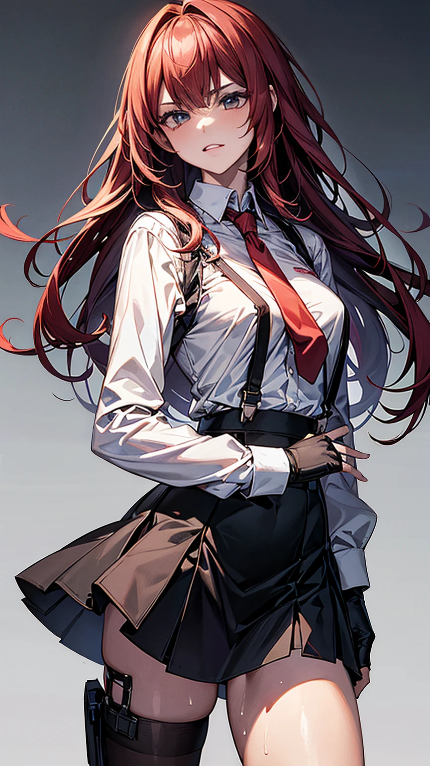 {{masterpiece}}, {{{best quality}}},{{ultra-detailed}}, {{illustration}},{{tall stature}},{{adult women}},{{Fighting stance}},,,{{blushing with anger}},,{{Long sleeve mini skirt uniform}},,,{{blushing with anger}},}{}},{fighting stance}},{},{}, ,{{}},{{Eyelet foot}},,{{From Below }},{{v-shaped eyebrows}},,{{}},{{}},,Slender body}}{{Avoidance}}{{Female police officer}},,,,suspenders ,Long sleeve mini skirt uniform, White High Socks,Black fingerless gloves, Long Red Hair, Red tie,Straight hair ,Blunt bangs,Thigh holster,.amountn loafer,,blush,Wrinkles ,amount,Grit your teeth,suffering,.,Sweat dripping,Medium chest ,get annoyed,,Slums,,Twisting,
