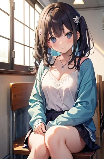 Best image quality、masterpiece、15-year-old student、Two Girls、Cute casual clothes、Futomo、Cleavage、