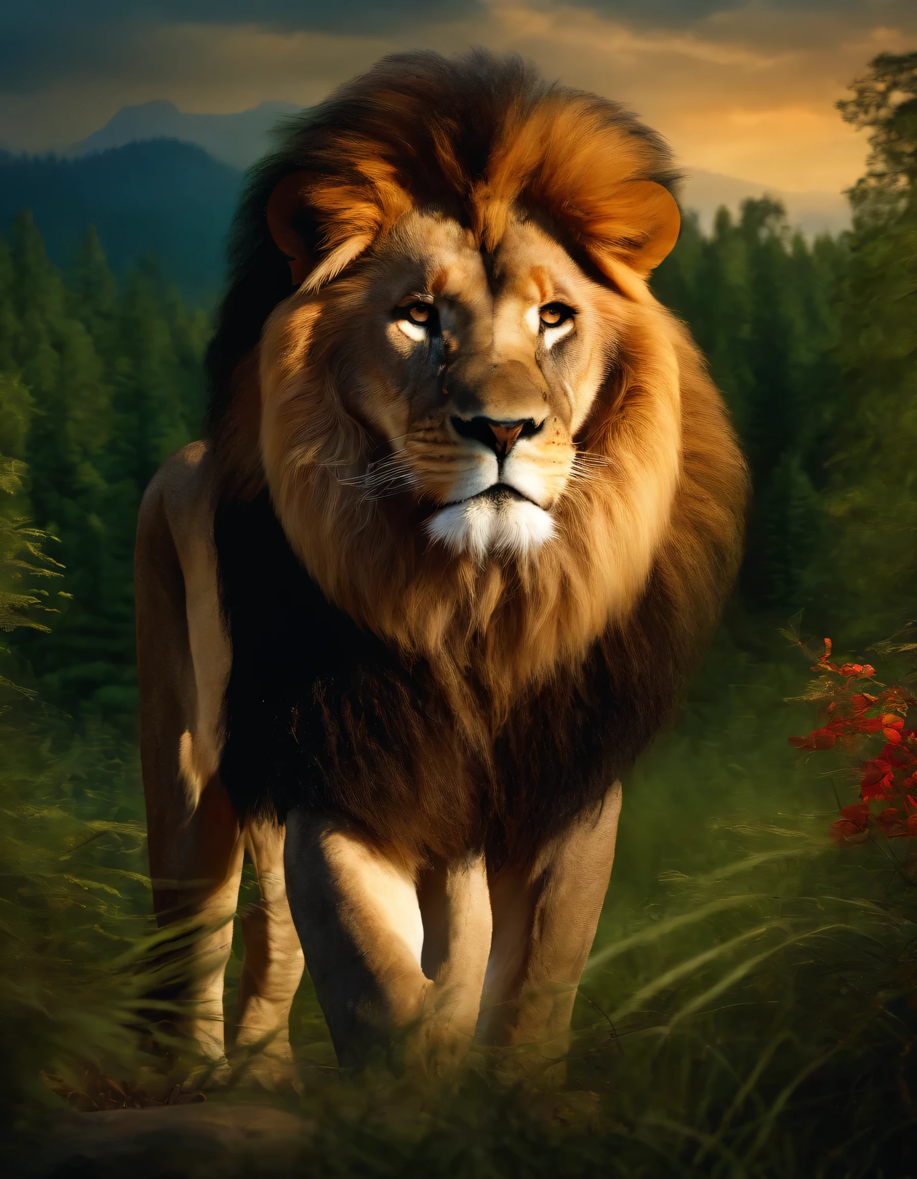 Lion with forest 