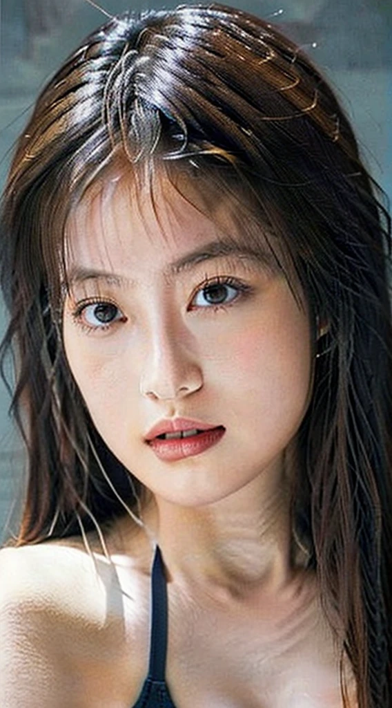 (masterpiece)), ((Highest quality)), (Very detailed), ((Very detailed)), 4K, (8k), Highest quality, (beautiful), woman, very beautiful Japanese, beautiful blonde hair, semi-long, Wavy Hair, Shiny Hair, beautiful brown eyes, ((beautiful eyes)), slim, beautiful breasts, Cleavage (Between the breasts), Belly button, beautifulウエスト, 18-year-old, 20歳のwomanモデル, 21 years old, Attractive face and body, 22 years old, Perfect face and body, 23 years old, beauty, profile image, Profile photo, fit pic, tops:Grey sports bra, Bottoms: Grey sports underwear, Cowboy Shot