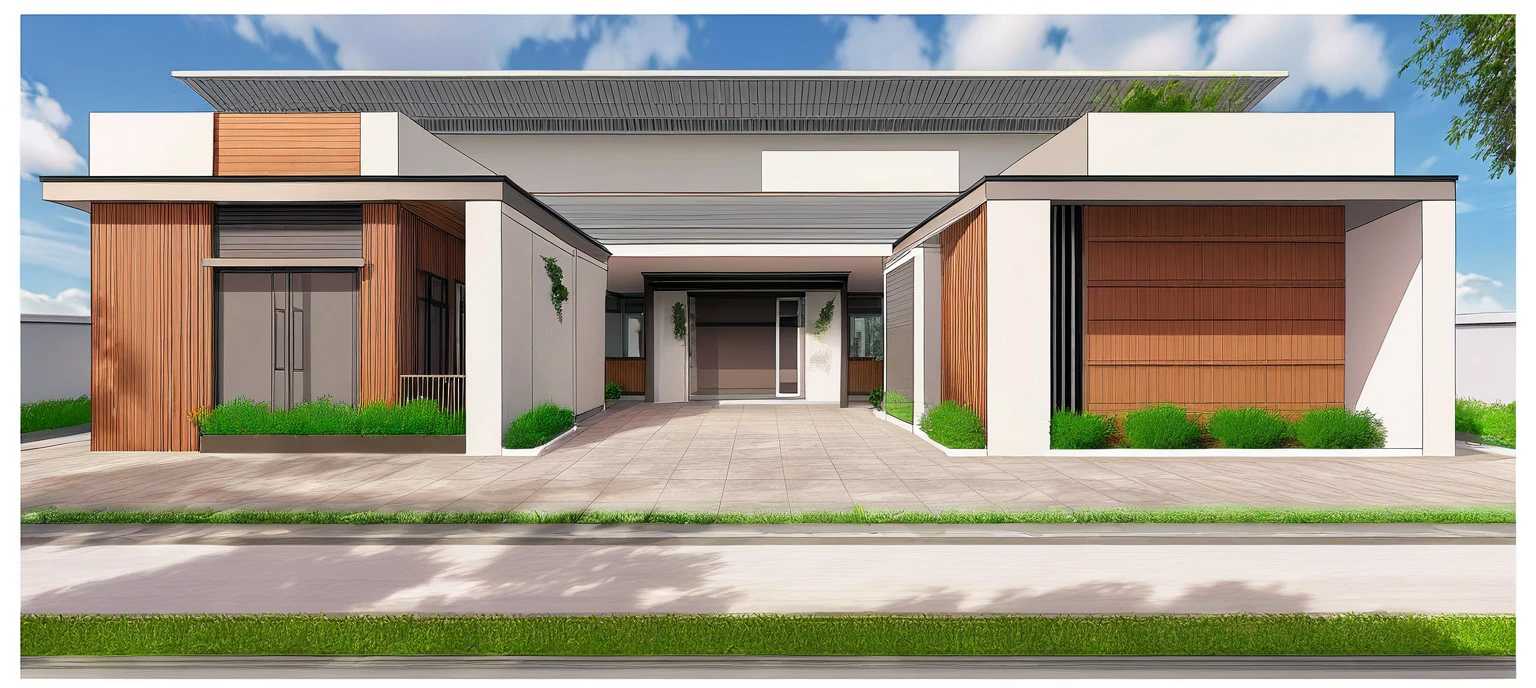 Masterpiece, high quality, best quality, authentic, super detail, outdoors, onestoreyvillaXL, aiaigroup, house style modern on the street ,stairs, white wall ,road,pavement, grass, trees, sky, cloud, (daylight:1.1)
