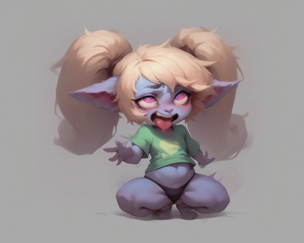 poppyy horny ahegao face sfw steam artwork detailed and t shirt full body black panties safe for work