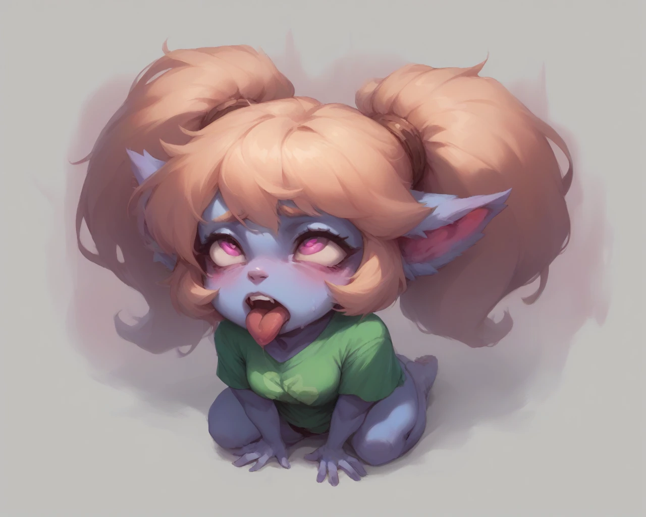 poppyy horny ahegao face sfw steam artwork detailed and t shirt full body black panties safe for work