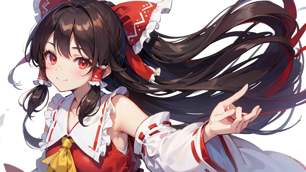 ((Highest quality)) 8k Hakurei Reimu smile cute Young ((White background))