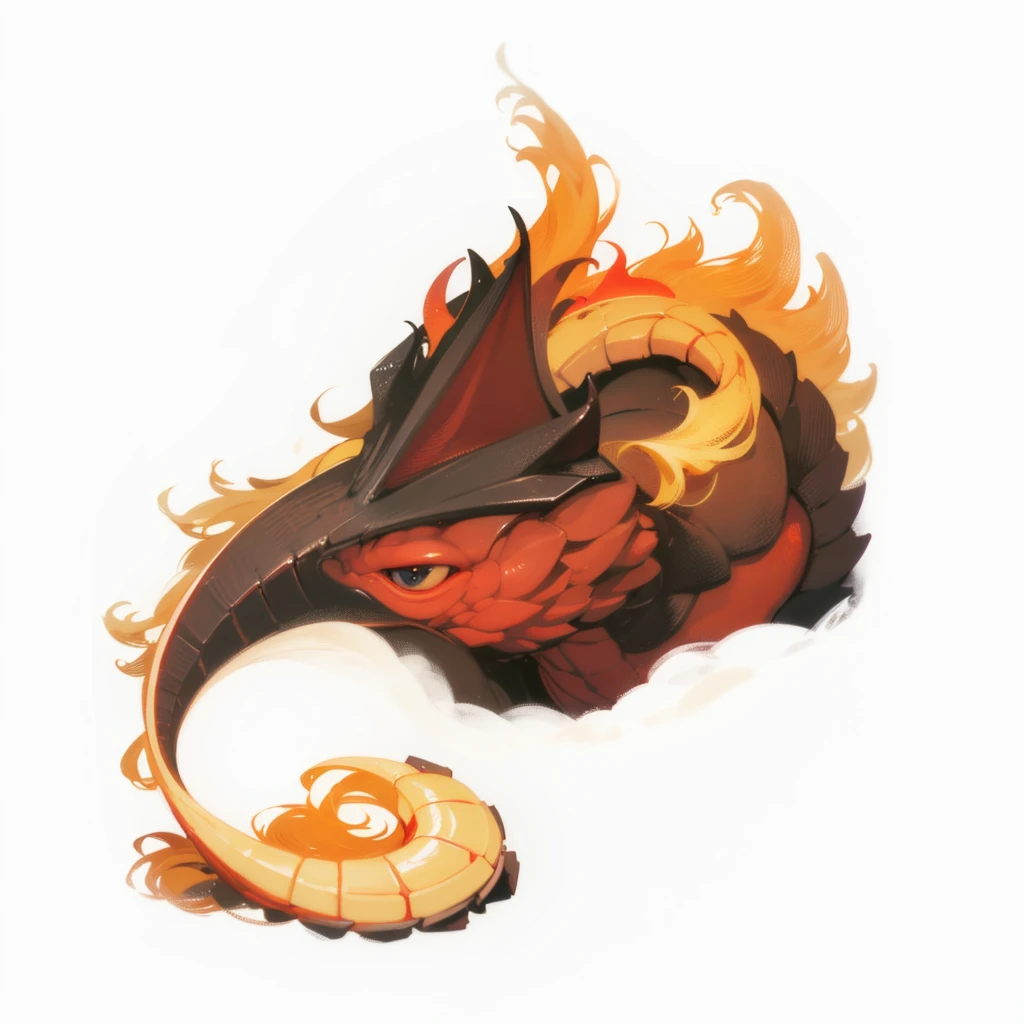Dragon with red scales, big eyes, Disgruntled face Japanese,{{best quality}}, {{masterpiece}}, {{ultra-detailed}}, {illustration}, {detailed light}, {an extremely delicate and beautiful}