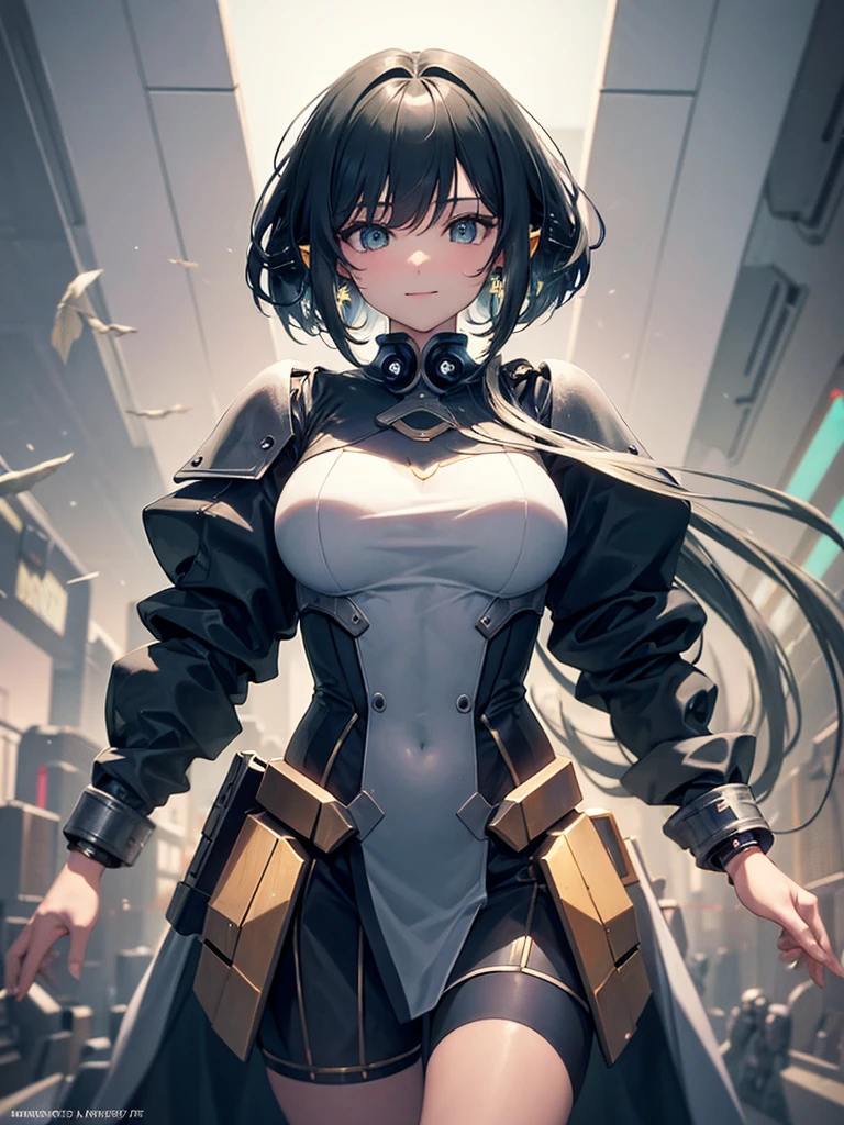 masterpiece,(Highest quality),Very detailed,Very detailed,One girl,(Mechanicalwing:Moneyen,Glowing Eyes:green,Moneyenrarmor:1.2,Long, thin ears:0.8),(Cyberpunk City:1.5,arms:Energy Blade),(Fantasy Landscape:1.2,Natural light:1.5,Confident expression),(Panorama:1.2),Mecha, smile,angle,Angels, wing,Money,born,close