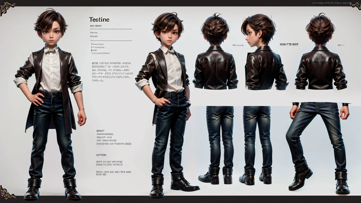 boy  wearing shirt  and pent wearing, full standing pose, short brown hairs, Character Sheet, , Full body, Simple white background, character reference sheet, Concept art, design sheet