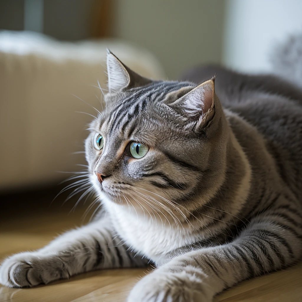 a cat with grey fur