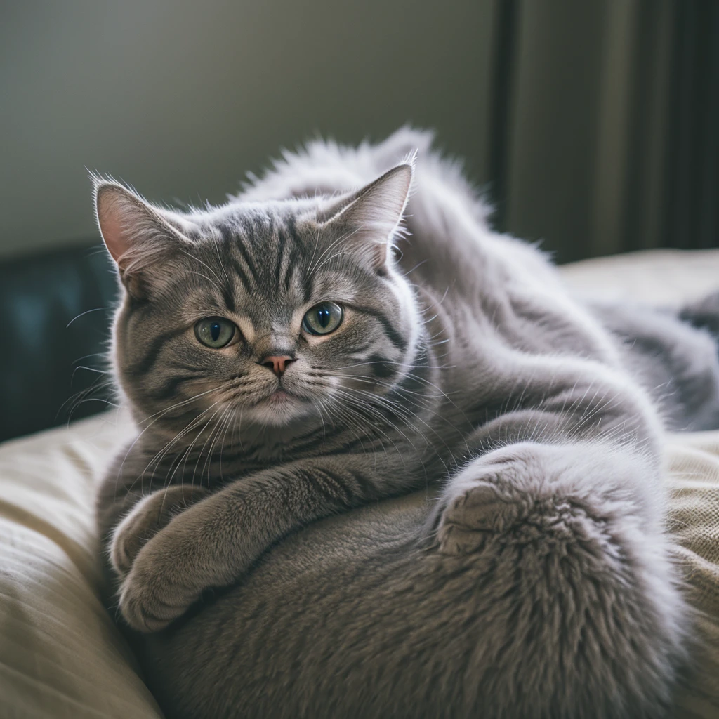 a cat with grey fur