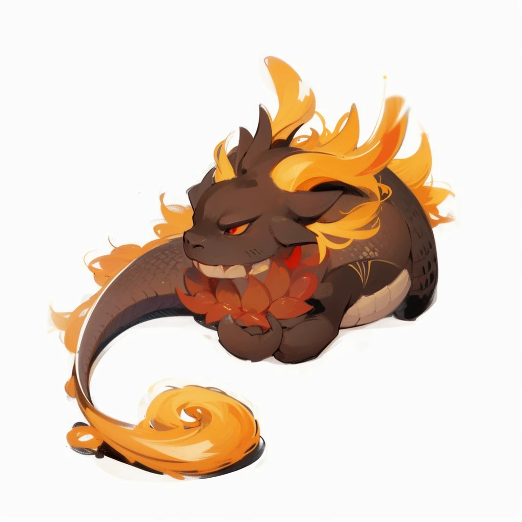 Dragon with red scales, big eyes, Disgruntled face Japanese,{{best quality}}, {{masterpiece}}, {{ultra-detailed}}, {illustration}, {detailed light}, {an extremely delicate and beautiful}