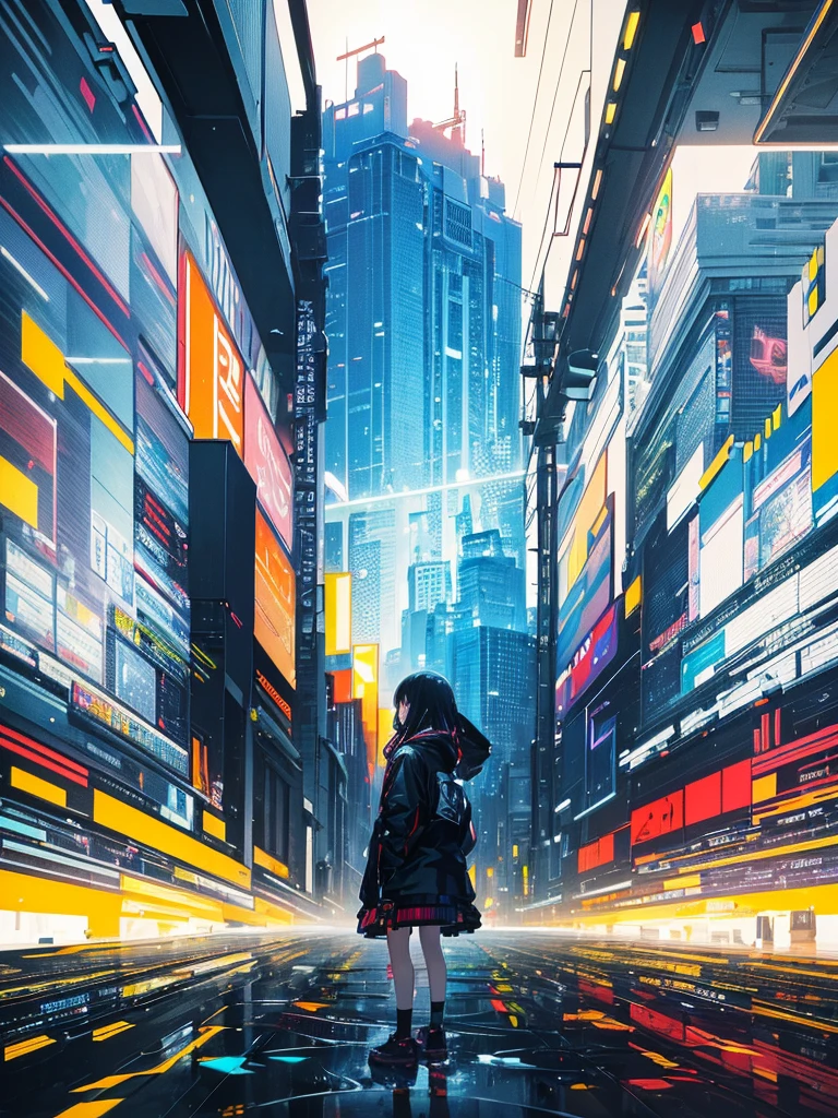 (masterpiece, Highest quality, Highest quality, Official Art, beautifully、aesthetic:1.2), One girl, Glitch Art, (Digital Distortion), Pixelated Fragments, Data Corruption,Colorful Noise, Visual clutter,Modern aesthetics