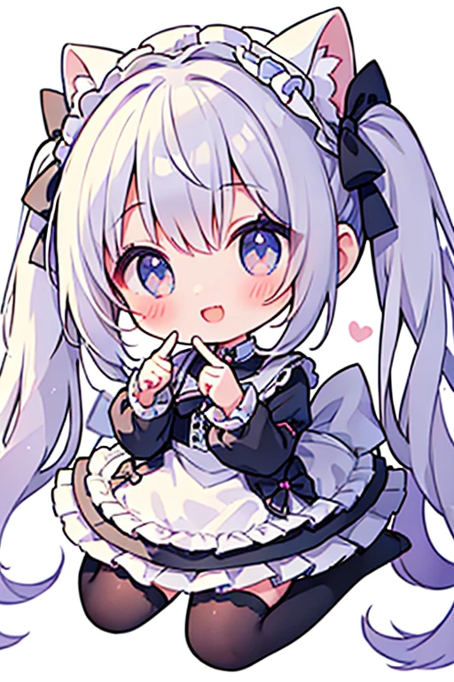 masterpiece, Highest quality, Highest Resolution、One Girl、from above, Looking up、full body、pastel colour、Gothic Lolita、Making a Heart with Fingers、Cute Dresses、Sparkling eyes、A smile that will captivate you、White background、Very long twin tails、wariza、Looking at me、