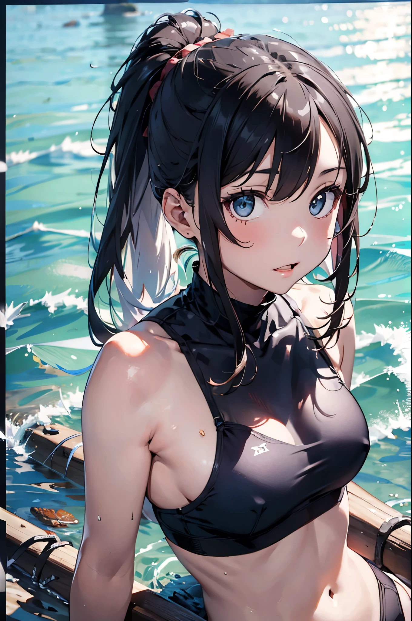 High resolution,topless、
One beautiful young woman,Silver Hair、ponytail、
(Soft Saturation:1.3), (Fair skin:1.2),
(ultra-Detailed Background, Detailed Background), Bokeh,
break&#39;Portrait of a smiling girl.,
When viewed from the front, The composition is symmetrical,
Looking straight at you with serious eyes,
break Swimwear, topless、, Center of chest, 
Outdoor, Sea surface, null, sunlight,Summer beach, Sandy Beach,
Strong light, Front lighting, 
(:1.3), (Cowboy Shot:1.2),
Front brake angle,
View your viewers,
Dynamic pose,
sitting on the beach

Seaweed、Seaweed、Seaweed、Seaweed、Seaweed、Seaweed、Seaweed、
