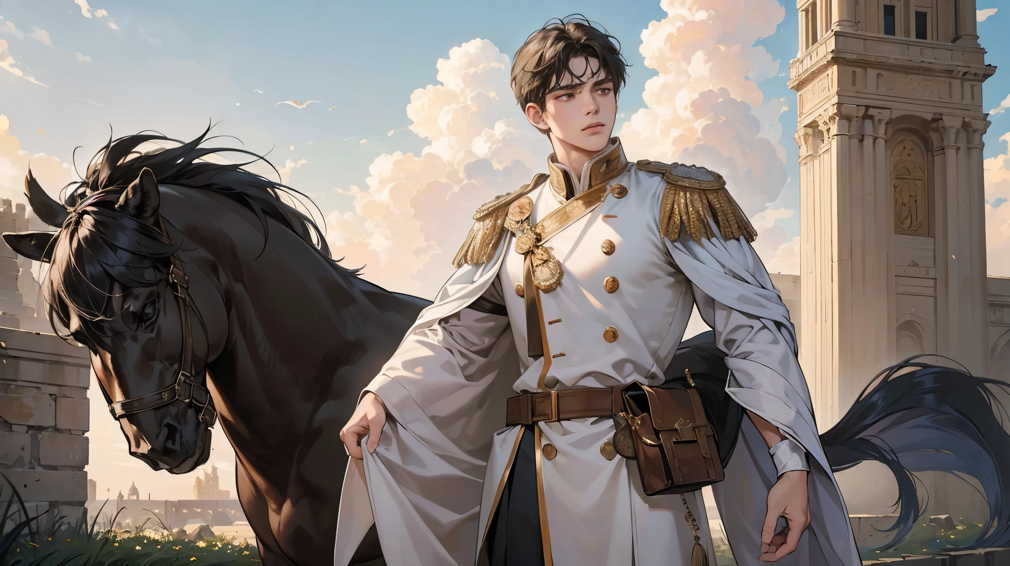 masterpiece, 最high quality, high quality, Very detailed 8k CG unit wallpaper, Depth of written boundary, High resolution, Realistic, Very detailed, Complex, Attention to detail, 月を映す太陽masterpiece, 最high quality, Very detailed, (((masterpiece, 最high quality, High resolution, Attention to detail)))), ((最high quality, 8k, masterpiece:1.3)),Constantine the Great. Destined to become Emperor of Rome. A boy's growth story. He is a dangerous young man who is friendly and gentle in his daily life, but becomes ruthless and ruthless when necessary. Like a lion. A man who has had an immeasurable impact not only on the Roman Empire, but on the rest of the world. Days of military training, academic education, and field practice in the Roman Eastern Empire. The training and trials of the elders. power struggle. friendship. adventure. His complicated relationship with his father. A mother to protect. Pure love with a pretty and adorable girl who must be protected. Fresh youth. Battle between Germania and Persia. Recapture of Alexandria, Egypt. lyrical. Dramatic. Heartful. romantic. Real. masterpiece. Super high quality. Ultra high definition. Divine work. A Hollywood historical masterpiece. Drama. Luxurious. Majestic. magnificent. delicate. detail. Elaborate. passion. Cold-hearted. Epic romance.