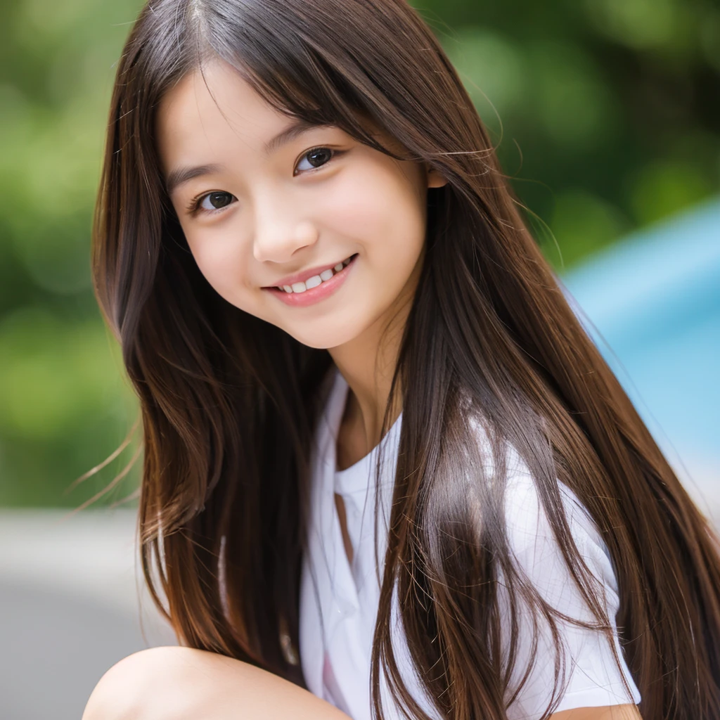 Young girl, long hair, sexy, smile