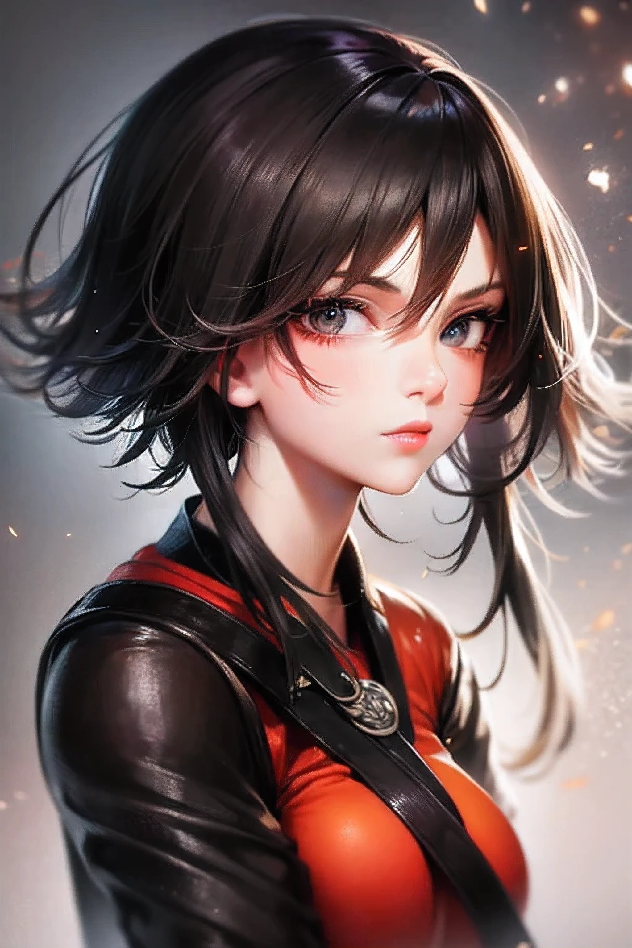 anime women with short grey hairs and black eyes wearing a orange coat, an anime drawing by Kamagurka, pixiv, auto-destructive art, anime visual of a cute girl, anime moe artstyle, anime style 4 k, detailed digital anime art, clean detailed anime art, cute anime girl, splash art anime , , anime style. 8k